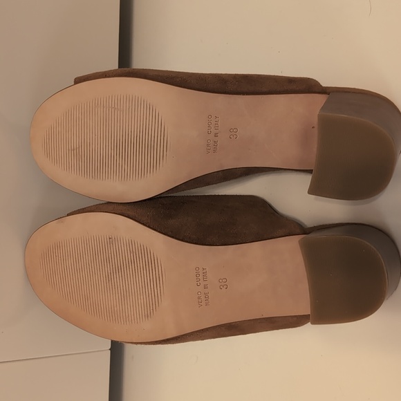 Garnet Hill Guilia Brown Suede Block Heel Slides Suze 38 - Picture 8 of 10